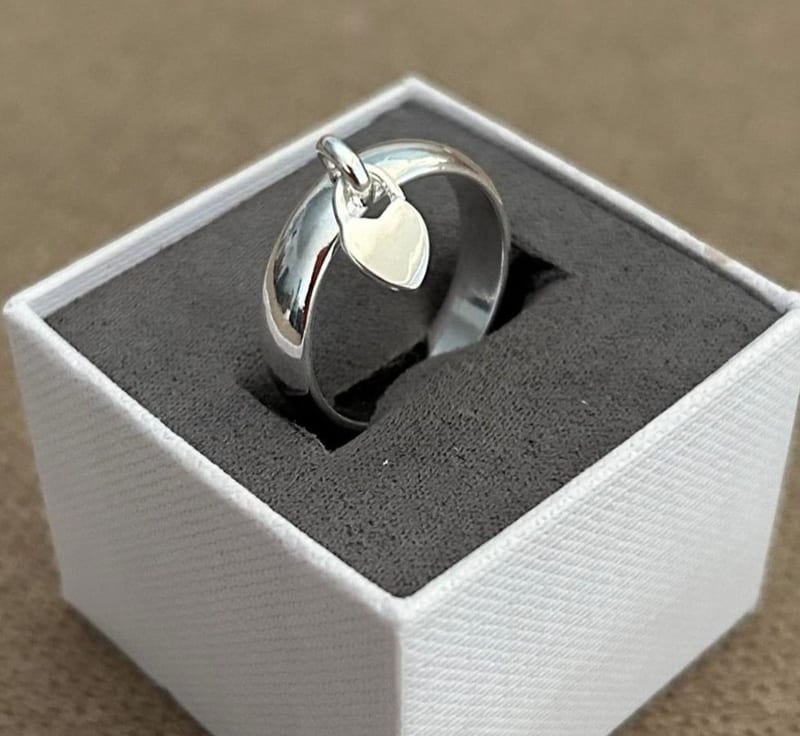 Damen Ring mit Herzanhänger echt Silber – Bild 3 von 9