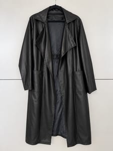 Damen Leder Mantel schwarz – Größe M/L