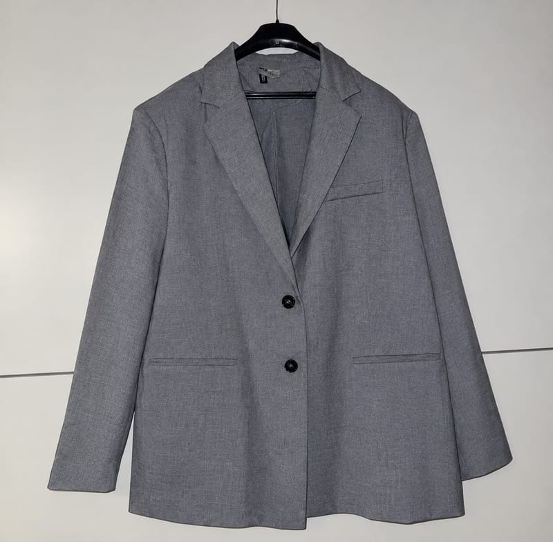 Damen Blau/Grauer Blazer mit Knöpfen – Größe L
