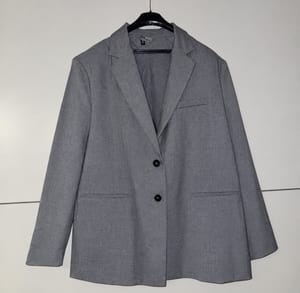 Damen Blau/Grauer Blazer mit Knöpfen – Größe L