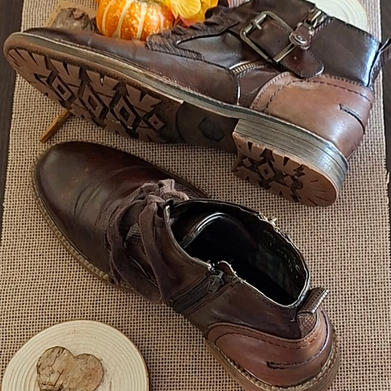 Herrenschuh 41 braun Boots Knöchelhoch Reißverschluss Schnürung Herbst – Größe 41 – Bild 2 von 12