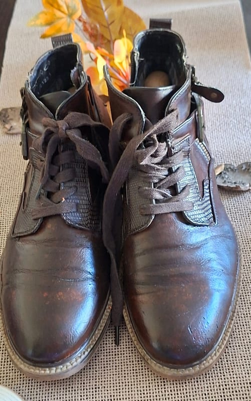 Herrenschuh 41 braun Boots Knöchelhoch Reißverschluss Schnürung Herbst – Größe 41 – Bild 3 von 12