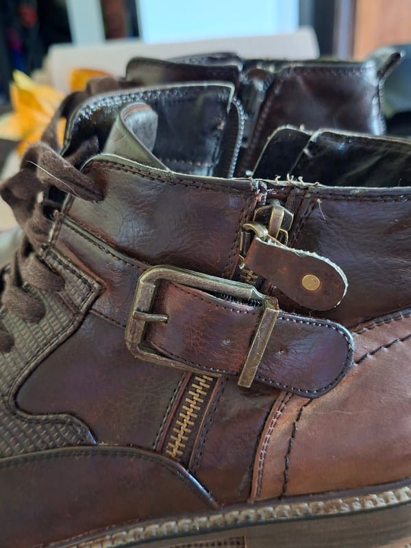 Herrenschuh 41 braun Boots Knöchelhoch Reißverschluss Schnürung Herbst – Größe 41 – Bild 4 von 12