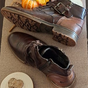 Herrenschuh 41 braun Boots Knöchelhoch Reißverschluss Schnürung Herbst – Größe 41 – Bild 2 von 12