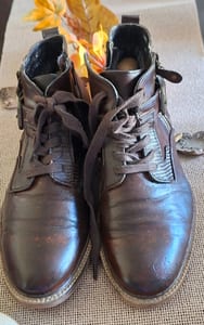 Herrenschuh 41 braun Boots Knöchelhoch Reißverschluss Schnürung Herbst – Größe 41 – Bild 3 von 12
