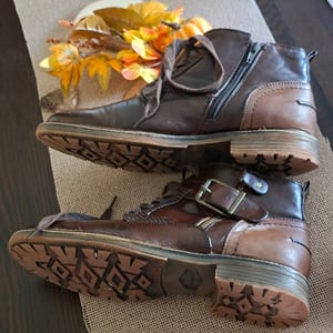 Herrenschuh 41 braun Boots Knöchelhoch Reißverschluss Schnürung Herbst – Größe 41 – Bild 7 von 12