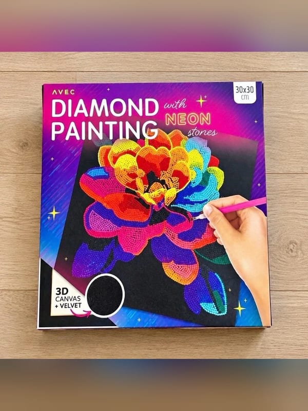 AVEC Diamond Painting Neon Blumen 30x30 cm – Neu