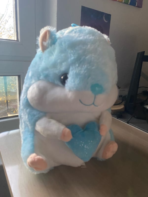 Plüsch-Hamster hellblau mit Herz – Kuscheltier