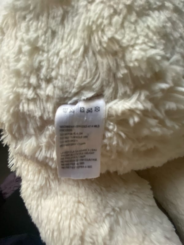Großer cremefarbener Teddybär mit rosa Schleife – Bild 6 von 6