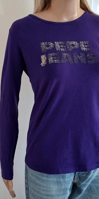 Pepe Jeans longsleeve Damen Teeanger lila Stretch figurbetont Größe 38/M – Lia – Bild 4 von 8