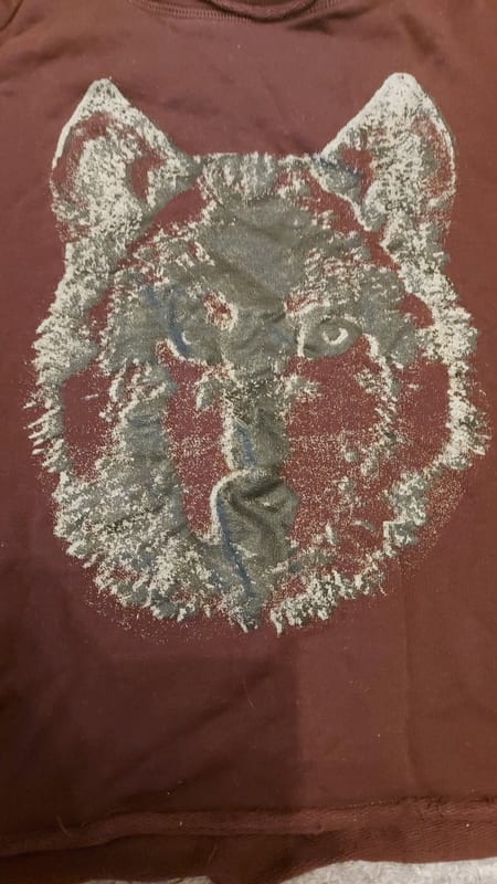 Damen Langarmshirt mit Wolfsmotiv – Größe M – Rot – Bild 2 von 2