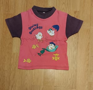 Kinder-T-Shirt mit Entenmotiv – Diving Ducklings, pink/lila – Größe 86 – Rosa