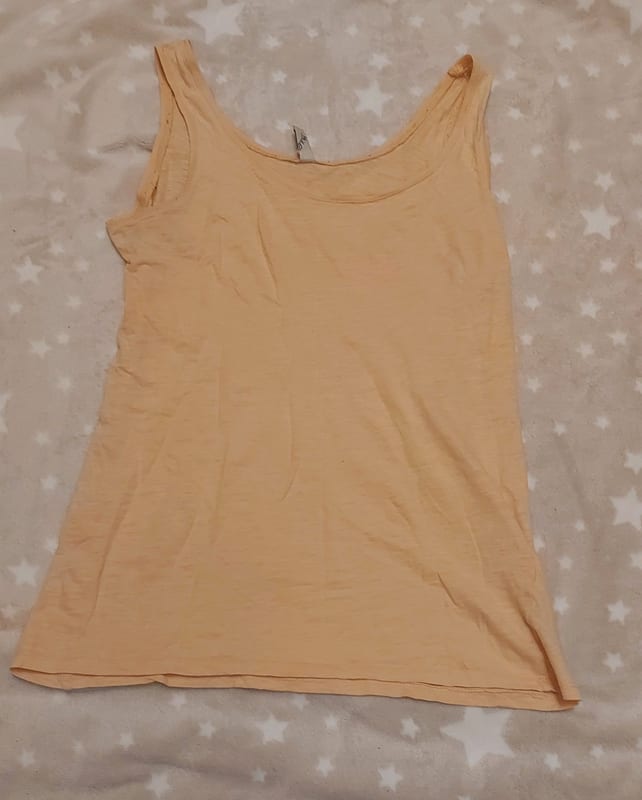 Damen Top in Pfirsich, ärmellos, schlichter Schnitt – Größe M