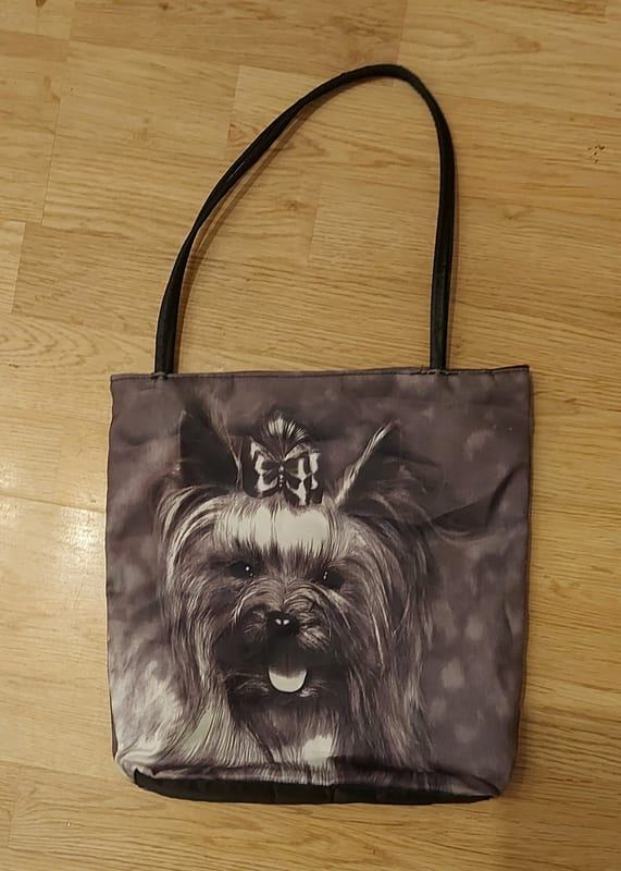 Damen Umhängetasche mit Hundemotiv (Yorkshire-Terrier-Druck) – Grau