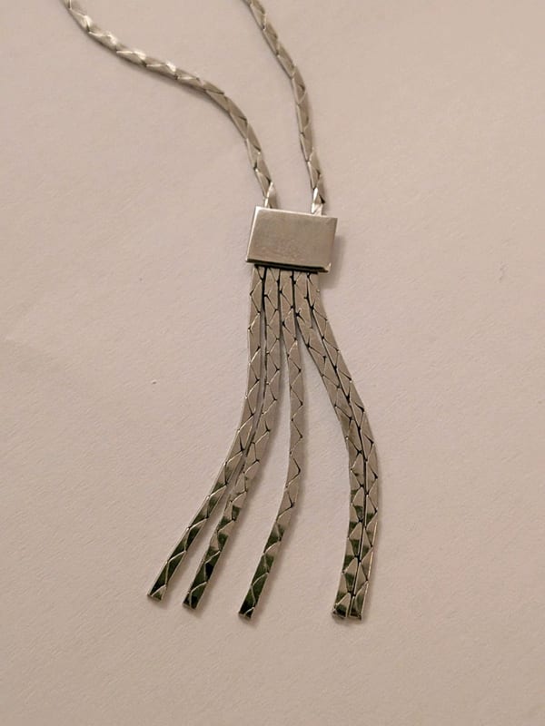 Damen Vintage Avon Silberne Halskette mit Quaste – Lariat-Stil – Bild 3 von 5