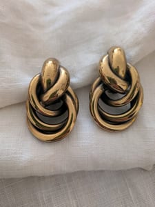 Vintage Damen Ohrclips goldfarben mit geknotetem Design