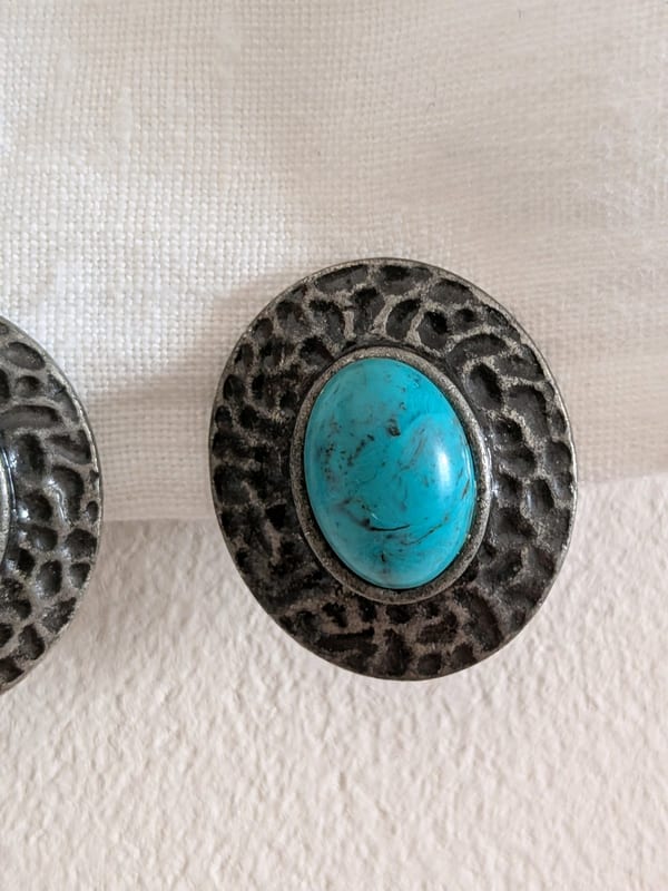 Vintage Damen Ohrclips silber türkis Boho – Bild 2 von 3