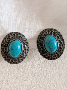 Vintage Damen Ohrclips silber türkis Boho