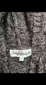 Damen Grau melierter Strickpullover mit Kapuze und Zopfmuster Clockhouse Gr. S – Bild 4 von 5