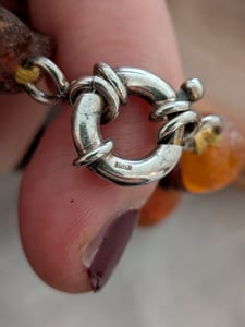 Vintage Damen Naturbernstein Kette ungeschliffen – Braun/Orange – Bild 5 von 6