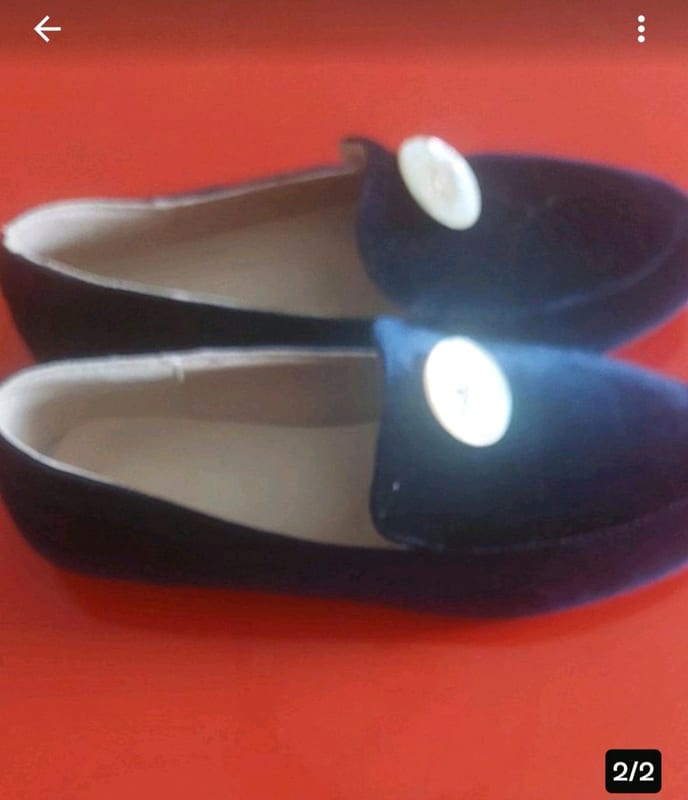 Damen Samt Loafer/Slipper in Blau mit Knopf 38 – Größe 38 – Bild 2 von 3