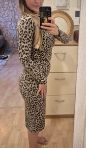 Damen Xs. Leopardenmuster Midikleid langarm – Größe XS – Bild 2 von 12