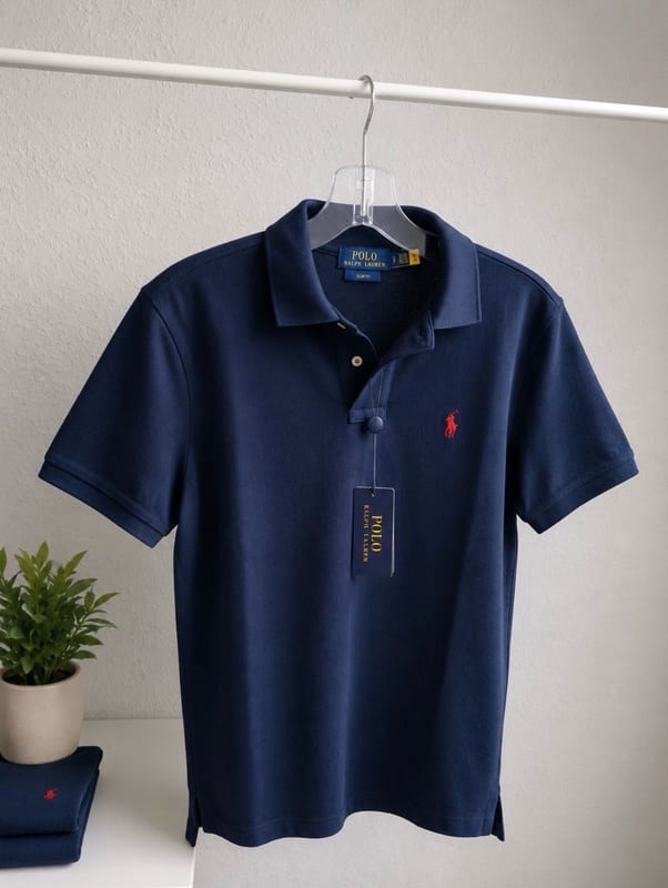 Herren dunkle blau Polo-Shirt – Neu mit Etikett – Größe L – Bild 2 von 5