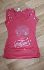 Damen Rotes top mit Sternen und Glitzerdruck – Größe S