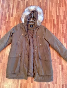 Damen Parka mit Kapuze und Kunstfellbesatz – Braun – Größe 38 – Bild 3 von 11