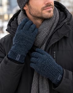 Strickhandschuhe Herren, dunkelgrau meliert – Einheitsgröße