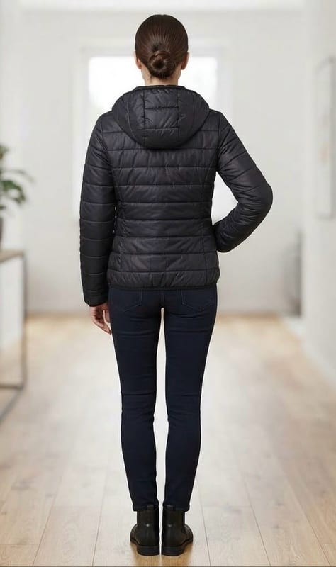 Gesteppte Damenjacke mit Kapuze – schwarz – Größe 38 – Bild 4 von 10
