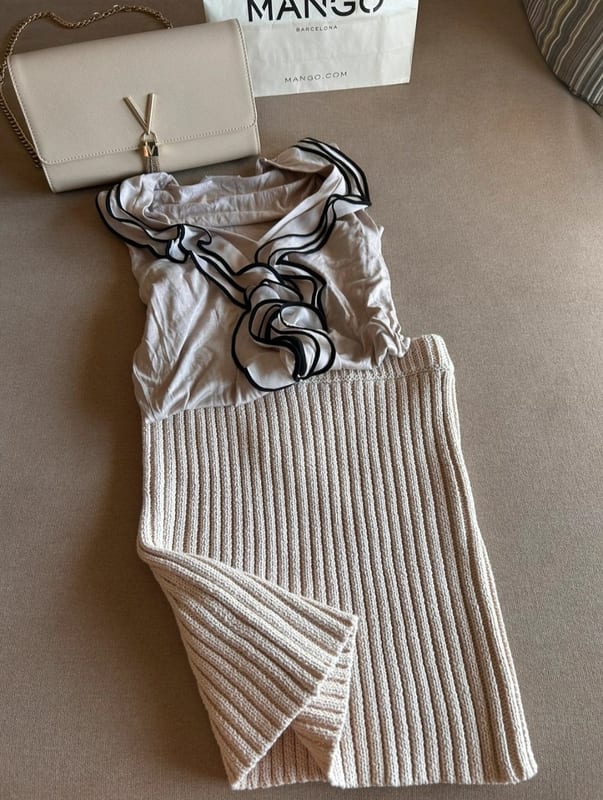 Damen Schöner Grobstrickrock Beige Neu – Größe 36 – Bild 3 von 8