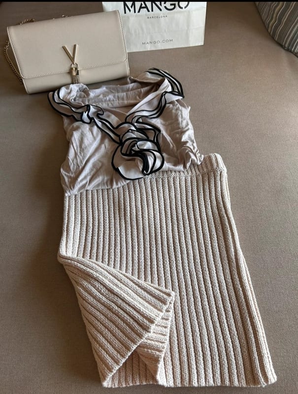 Damen Schöner Grobstrickrock Beige Neu – Größe 36 – Bild 7 von 8