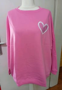 Damen Oversize-Sweatshirt in Pink mit Herz-Motiv – Größe 46 – Rosa