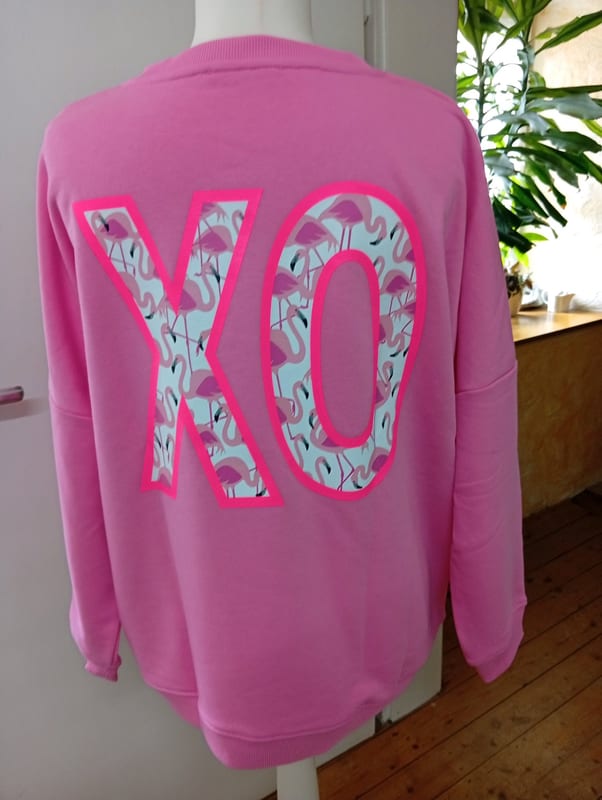 Damen Oversize Sweatshirt Pink mit XO-Pailletten-Schriftzug – Größe 46 – Rosa – Bild 2 von 2