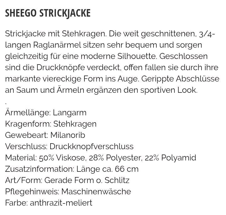 Damen Strickjacke mit Stehkragen, anthrazit-meliert 48/50 – Größe 48 – Grau – Bild 4 von 4