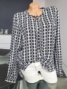 Damen Gr 38 Gina Laura Bluse Tunika – Schwarz-weiS – Bild 3 von 7