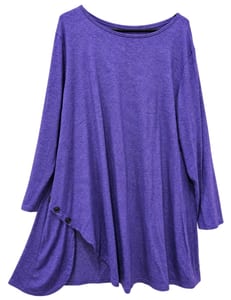 Damen Langarm-Tunika in Lila mit Knopfleiste seitlich – Oberteil – Größe 48