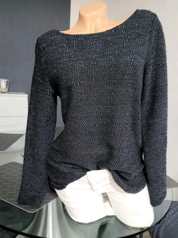 Damen Gr S feiner Strick Pullover v H&M – Schwarz/Weiß