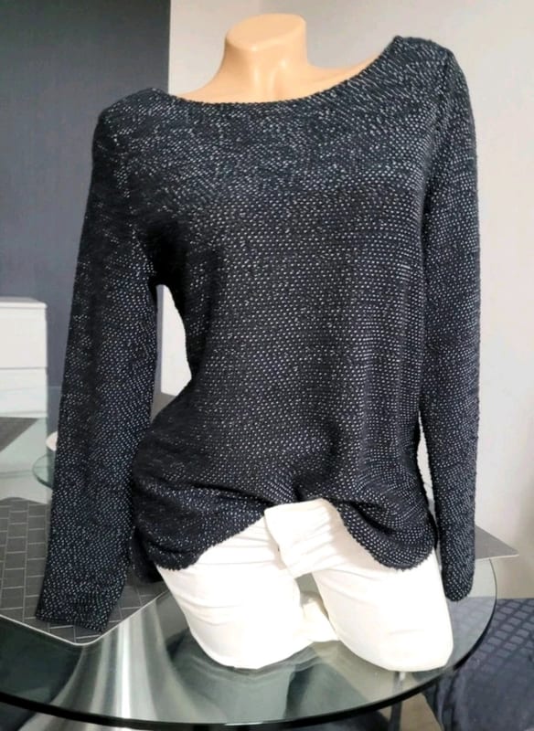 Damen Gr S feiner Strick Pullover v H&M – Schwarz/Weiß – Bild 3 von 6