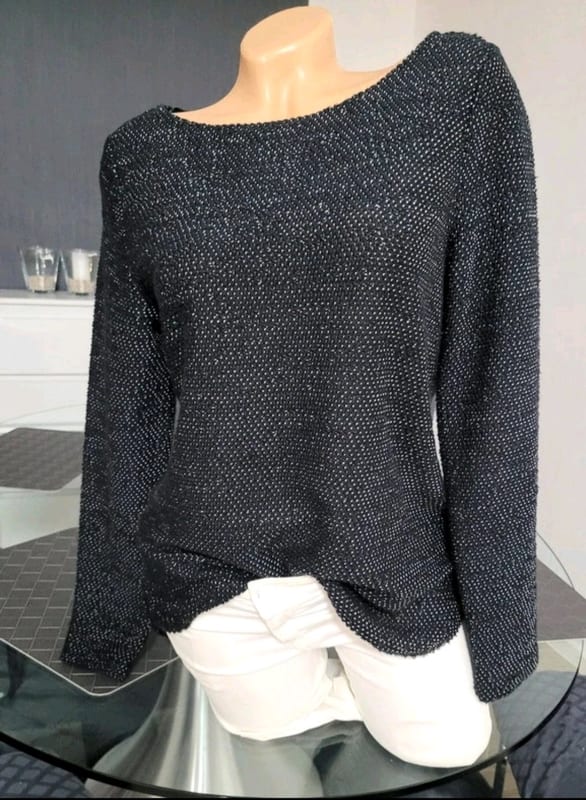 Damen Gr S feiner Strick Pullover v H&M – Schwarz/Weiß – Bild 6 von 6
