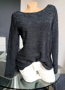 Damen Gr S feiner Strick Pullover v H&M – Schwarz/Weiß – Bild 3 von 6