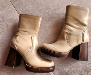 Damen Beige Stiefeletten mit Plateau und Holzabsatz Catwalk beige Gr. 36 – Bild 2 von 7