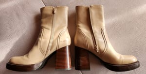 Damen Beige Stiefeletten mit Plateau und Holzabsatz Catwalk beige Gr. 36 – Bild 3 von 7