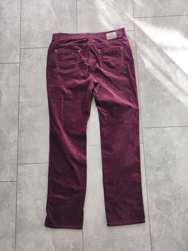 Damen Samthose in Bordeaux mit Fünf-Taschen-Schnitt – Größe 40 – Rot – Bild 5 von 5