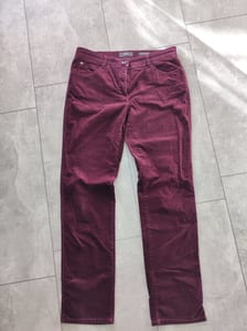 Damen Samthose in Bordeaux mit Fünf-Taschen-Schnitt – Größe 40 – Rot – Bild 2 von 5
