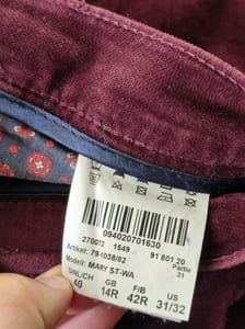 Damen Samthose in Bordeaux mit Fünf-Taschen-Schnitt – Größe 40 – Rot – Bild 4 von 5