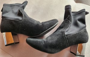 Damen Schwarze Stiefeletten mit Blockabsatz in Metallic-Optik BodyFlirt Gr. 37 – Bild 3 von 5