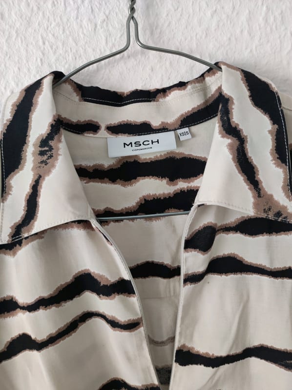 Damen Langarm-Bluse mit Streifenmuster in Beige und Schwarz – Größe S – Bild 2 von 5
