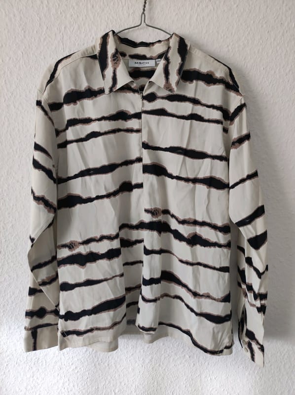Damen Langarm-Bluse mit Streifenmuster in Beige und Schwarz – Größe S – Bild 4 von 5